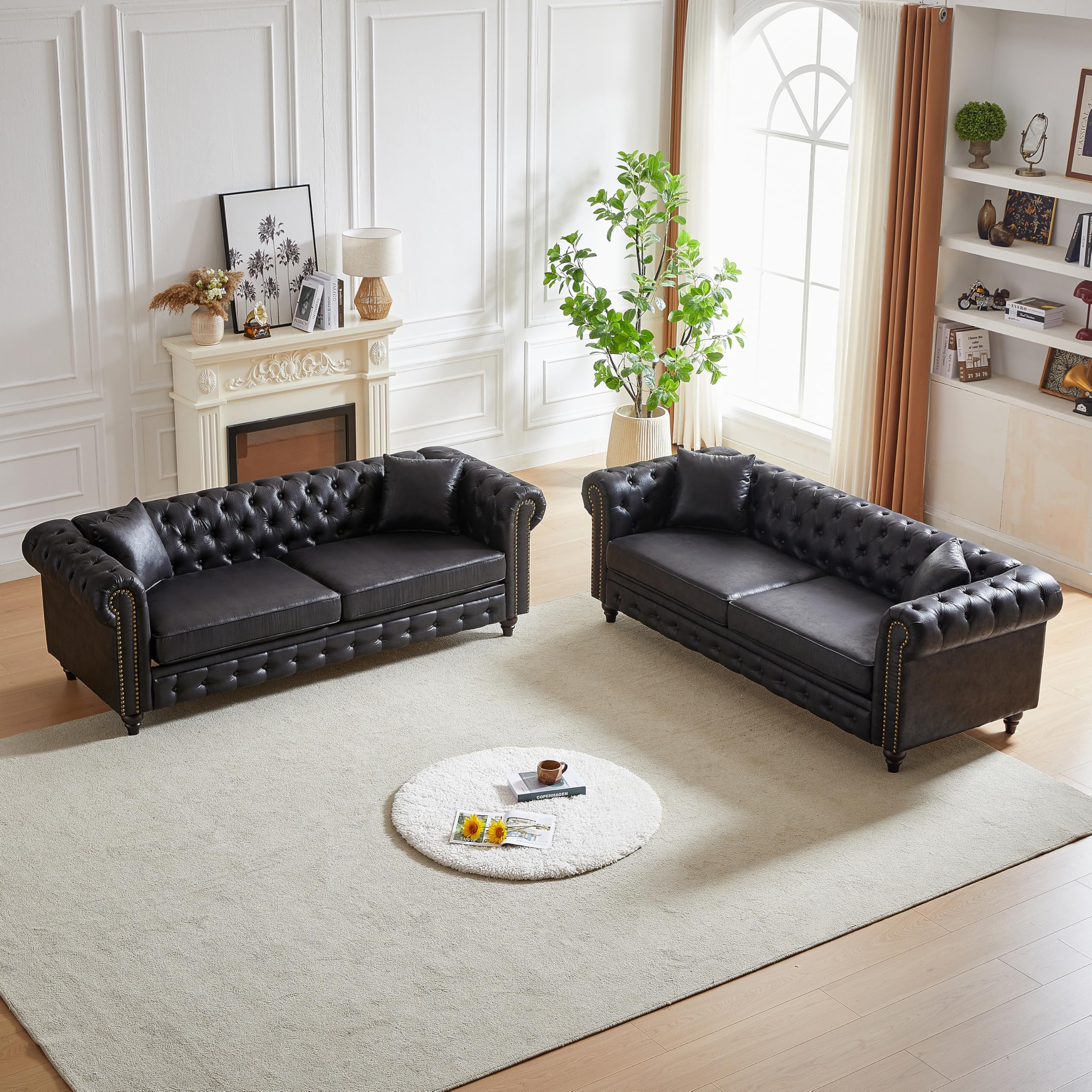 Amazon.com: KEIKI Chesterfield Sofa, Retro Style Upholstered 3+3
